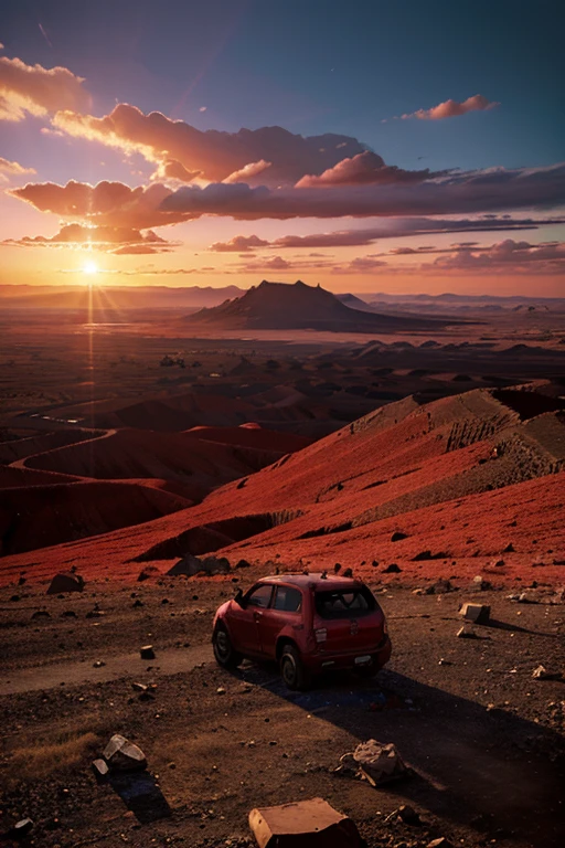 highest quality、Desolate Earth、wreckage、Red Sky、Surrealism
