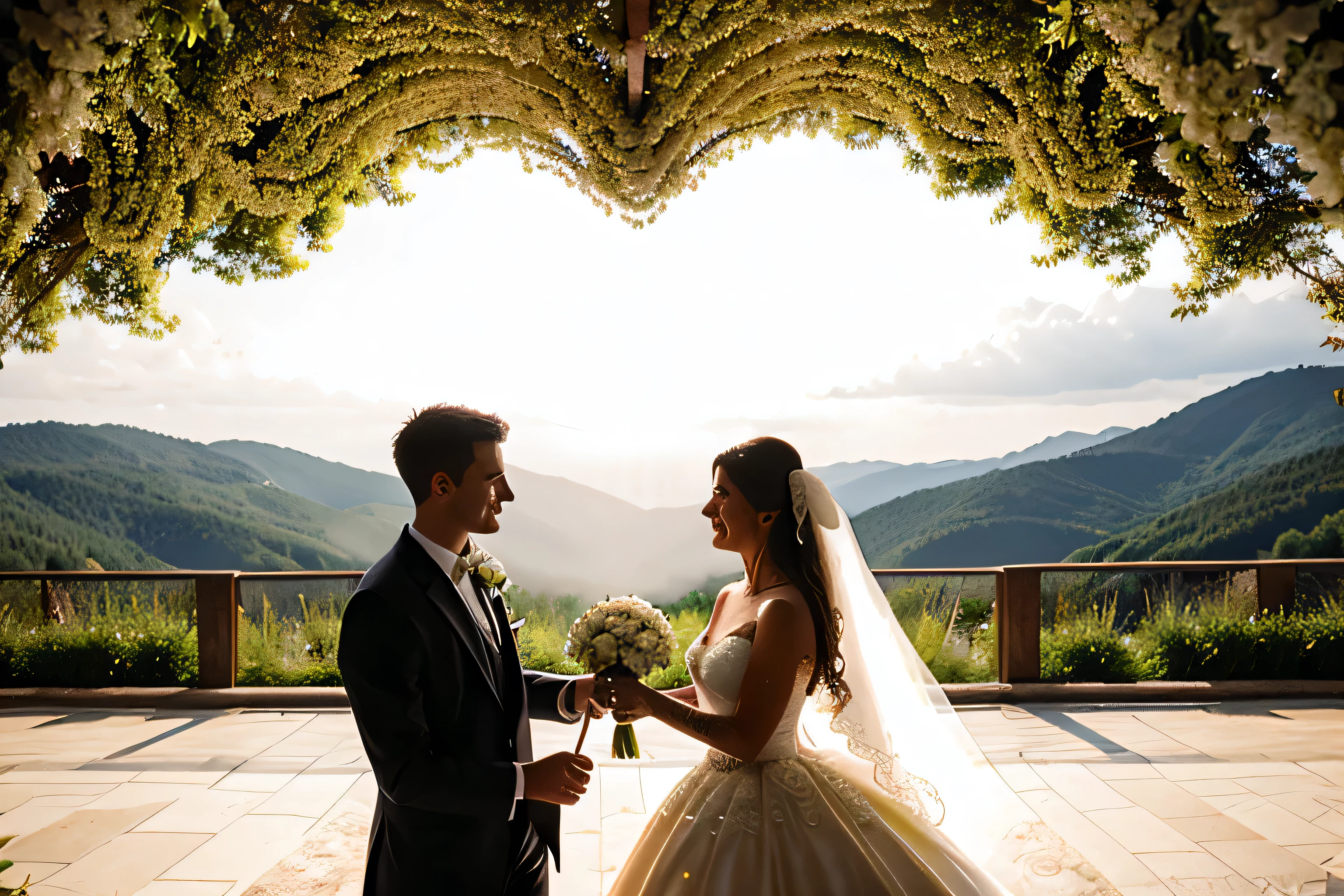 wedding illustration with bride and groom