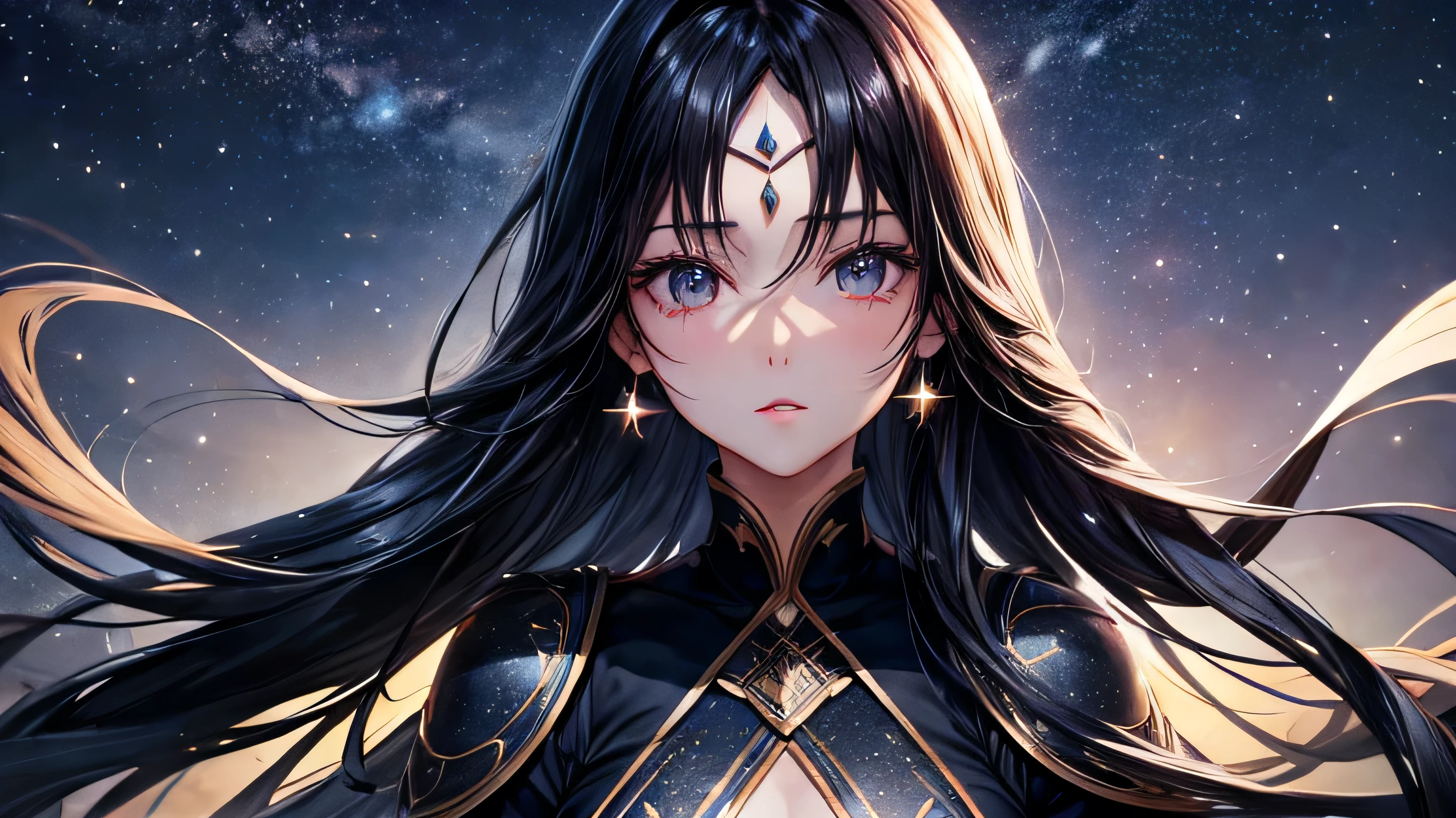 Starry Sky One female Black Hair Long Silky Straight Beautiful Skin Beauty High quality, high definition facial expressions High quality, high definition eyes High quality, high definition costumes