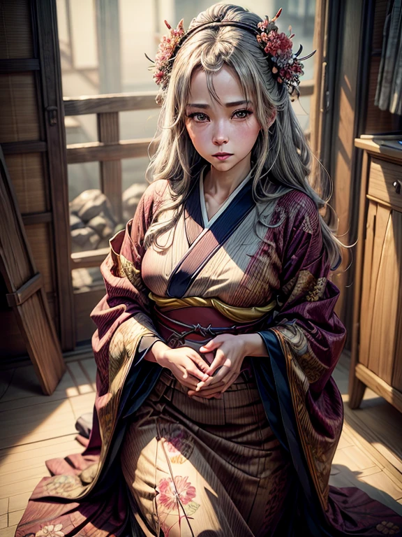 arafed woman in a kimono with flowers on her head, beautiful digital artwork, beautiful digital illustration, beautiful digital painting, gorgeous digital painting, artwork in the style of guweiz, photorealistic anime girl render, smooth anime cg art, beautiful digital art, great digital art with details, stunning digital illustration, detailed digital anime art, render of april, beautiful anime portrait