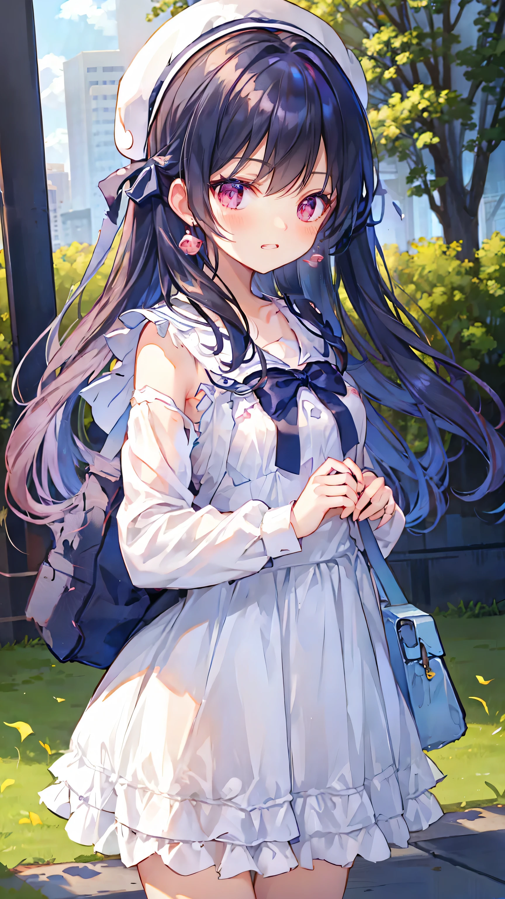 Very cute girl、(I&#39;m 10 years old)、Light Silver Hair、Shortcuts、Bangs too close to the eyes、Glowing red eyes、(Normal Human Ear)、Thin arms、Beautiful body、Thin legs、Flat Chest、Translucent white skin、Happy smile、Open your mouth、(Sleeveless sailor suit、Ultra mini skirt).(Rose Garden)、Playing innocently、Ultra HD、Digital SLR、Many colorful roses blooming in the background、Upper Body Shot、Sitting with legs crossed、Sitting with knees hugged、running、(I know the shape of the nipples)、