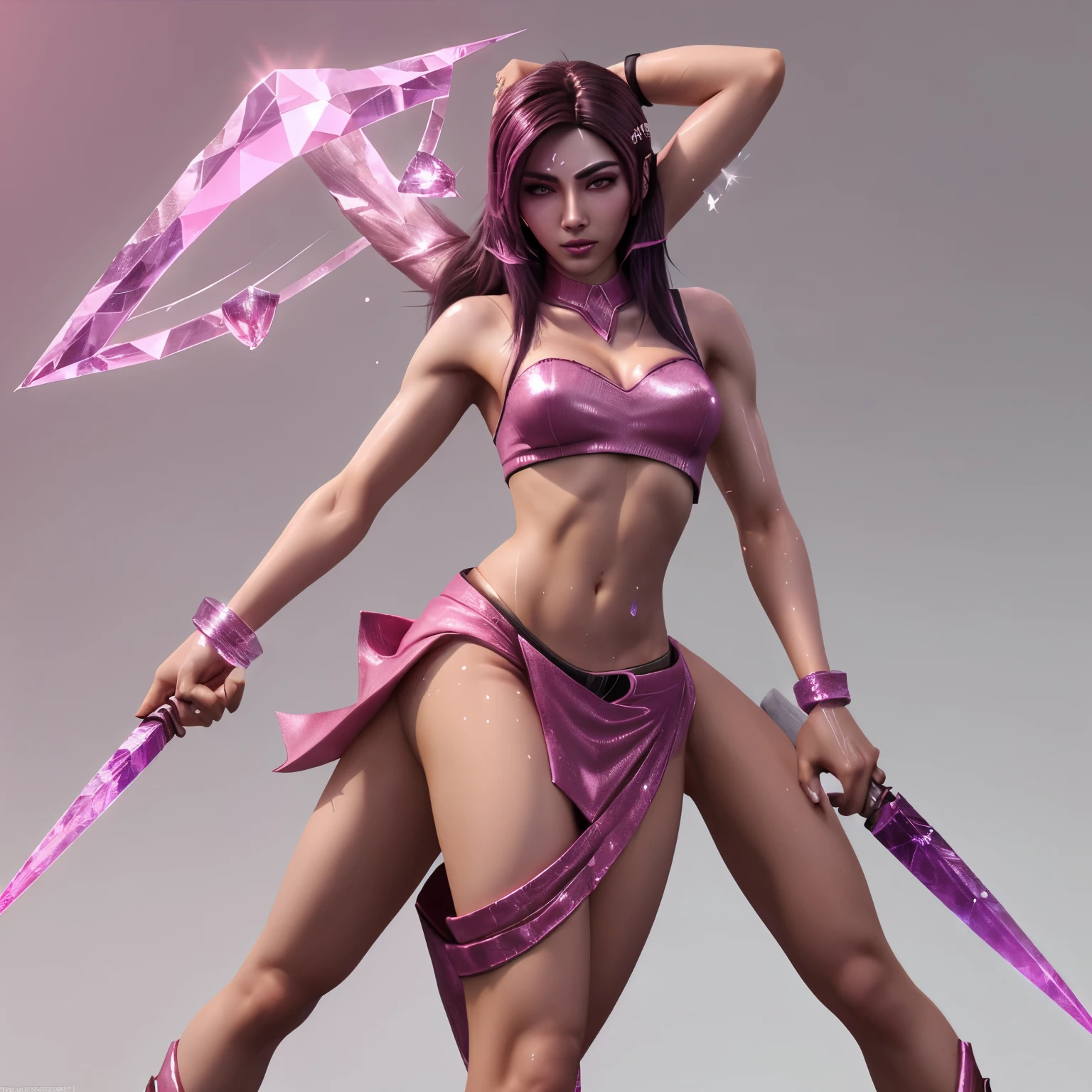 Akali with pink crystal skin in the male version