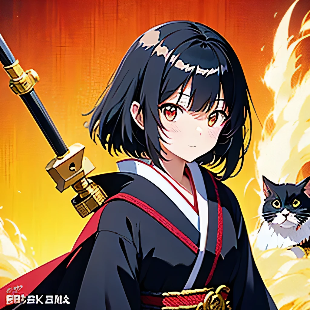 anime girl with a sword and a cat in the background, anime key visual”, black - haired mage, official art, anime portrait of shiina ringo, by Jin Homura, anime visual of a cute girl, key visual, detailed key anime art, popular isekai anime, anime moe artstyle, official anime artwork, official anime still, official artwork(((girl)))