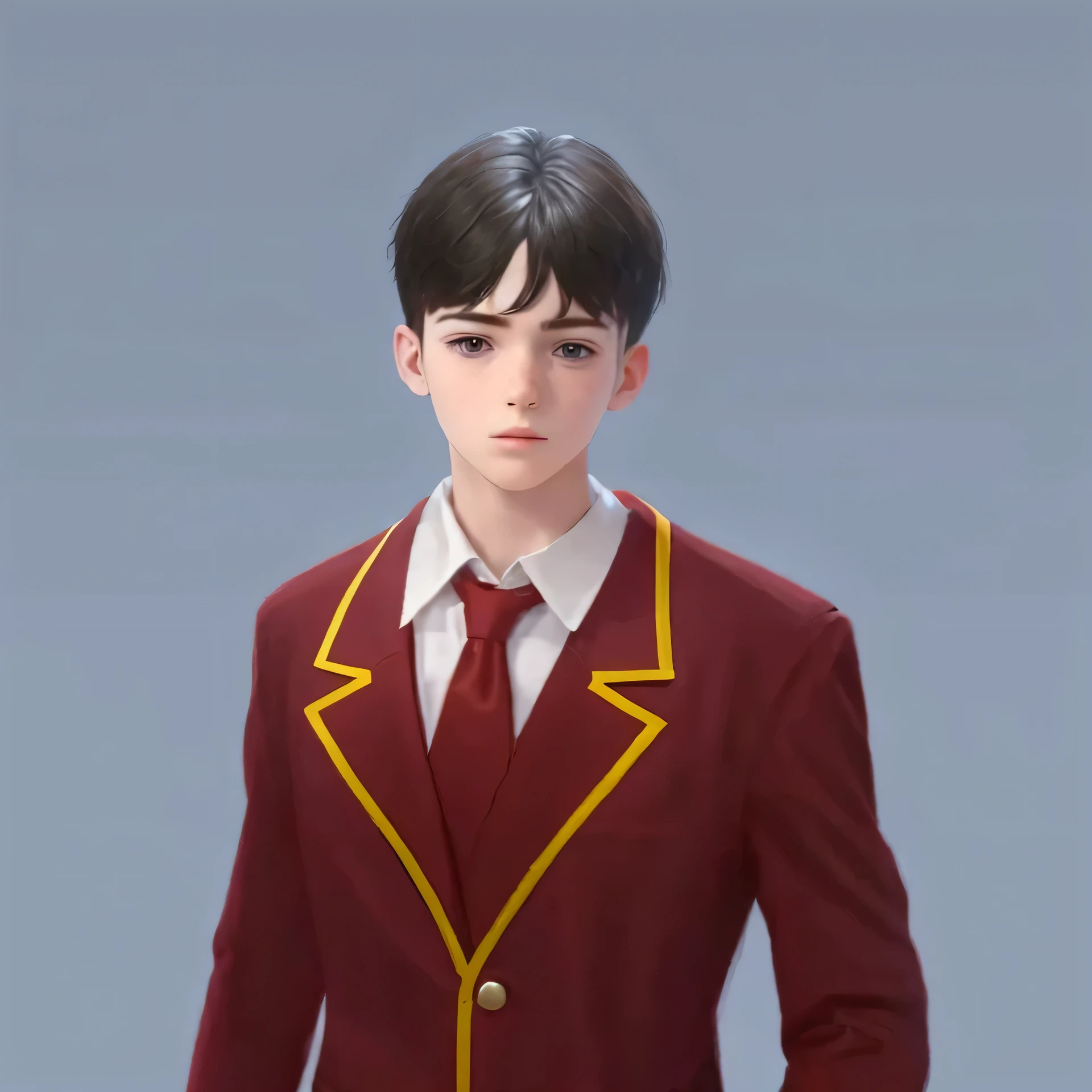 Student, red uniform, young boy, high boy realistic face,8k pictures very clear image