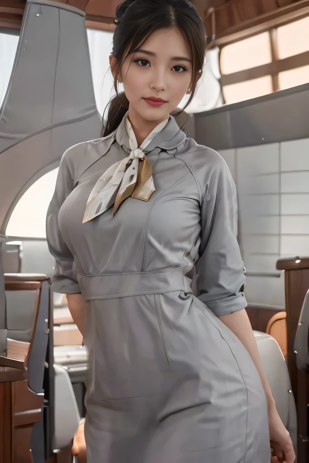 Starlux Airlines silver short sleeve uniform、Hands Down、