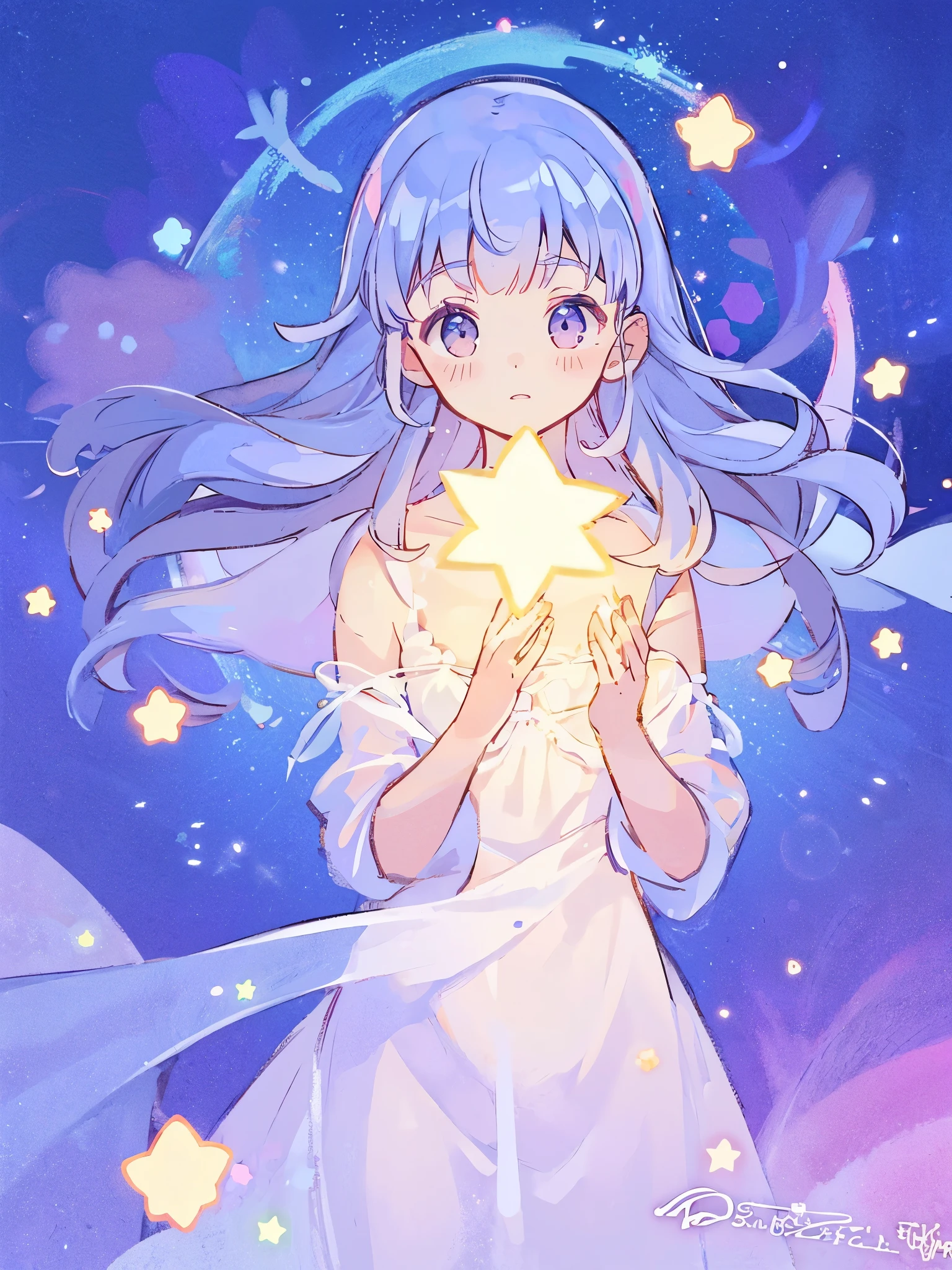 complex background, wishing star background, a woman wearing an ethereal mystical pink translucent dress that reflects the stars, perfume promo art, mystic, complex drawing, highly detailed, Covergirl brand, promo art, artistic rendition, ethereal, starry night, midjourney style