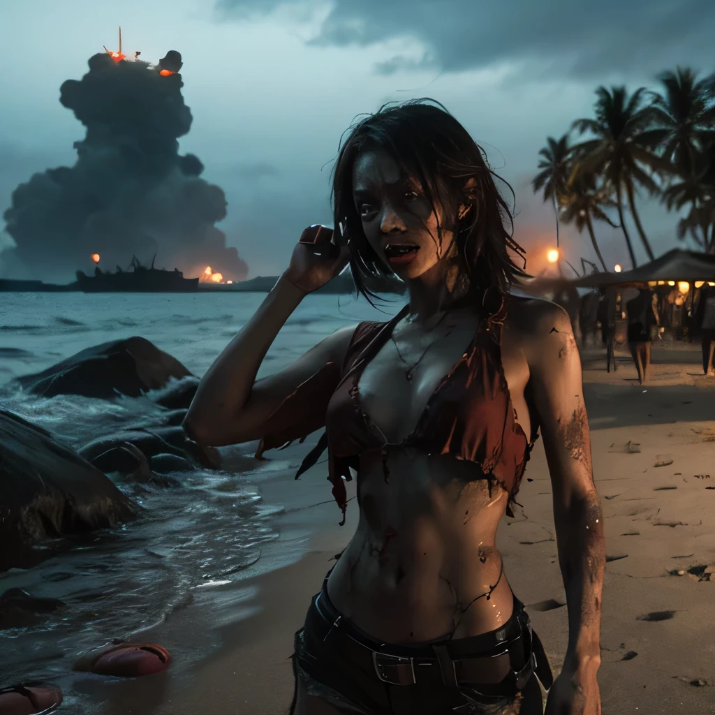 Dead island, Beach, scary lady Zombies ,apocalypse.doomsday
