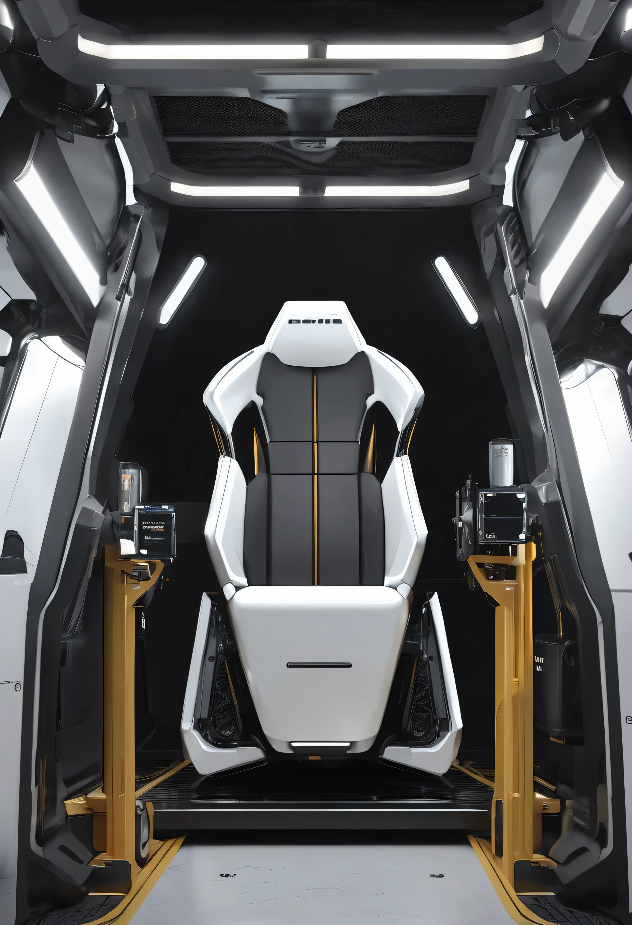 Operating platform with rivets，Realistic Rendering，Monitoring room angle，Detailed spaceship interior， Ambient Occlusion , Highly detailed aircraft cabin, Ambient Occlusion, Capsule Hotels, Detail rendering, Detailed spaceship interior，Close up of forklift cab with leather seats，Industrial design concept products，behance style、Minimalism，Realistic Rendering，Black plastic shell vs white plastic shell， Facing the front， High-resolution rendering， Industrial design concept， 2 0 1 8， front view， 2018 Cockpit， High-resolution scanning， High-resolution scanning control room，Console，Sit on the side，real，Shooting in real environment，Close-up of the cab, industrial design concept product, behance style, minimalism, realistic rendering, white background, Plastic and chrome metal，high resolution rendering, industrial design concept, 2 0 1 8, front view, 2018, high resolution scanning, high resolution scanning