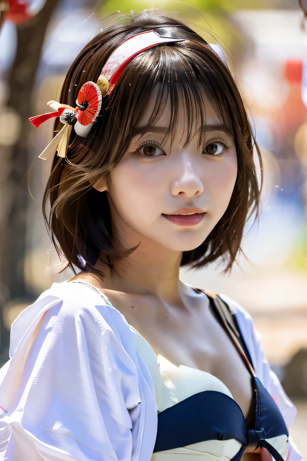 (Enjoy the Japanese festivals:1.5)、(Posing in a Japanese yukata:1.5)、(Full-body photo:1.5)、highest quality, Photorealistic, Very detailed, finely, High resolution, 8K Wallpaper, Professional, High level of detail, ((One 18 year old girl:1.2)), Slender Japanese women,Pretty lips, (Beautiful long lashes:1.2)、Detailed clavicle, Perfect Face, (Cute short bob hair:1.5),Top Quality,Ultra-clear resolution,Clear Eyes,Sunburned skin,Perfect large breasts,have perfect legs,
