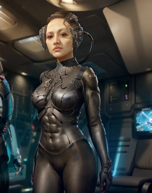 , ((linda_park )),(( black hair)), blue eyes, science fiction, realistic, cyborg:1.2, black bodysuit, at a , new year's eve, , artstation, pixiv, digital art, digital painting
