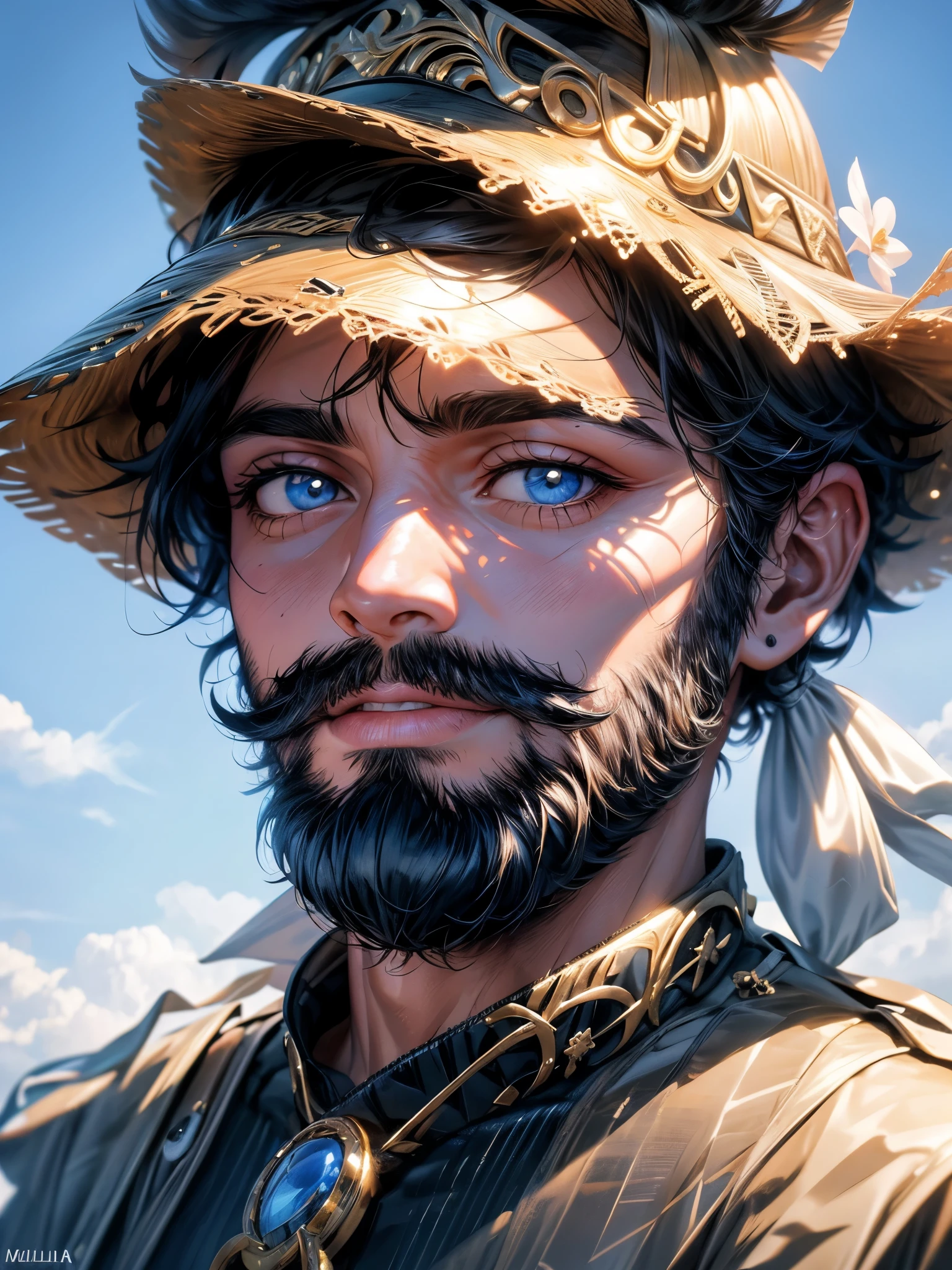 1 , foto de cowboy de re8dfield, barba, facial hair, Casaco preto, gola alta, volumetric lighting, melhor qualidade, obra de arte, detalhes intrincados, mapeamento de tom, sharp focus, hiper detalhado, trends on Artstation, olhando para o espectador, realista