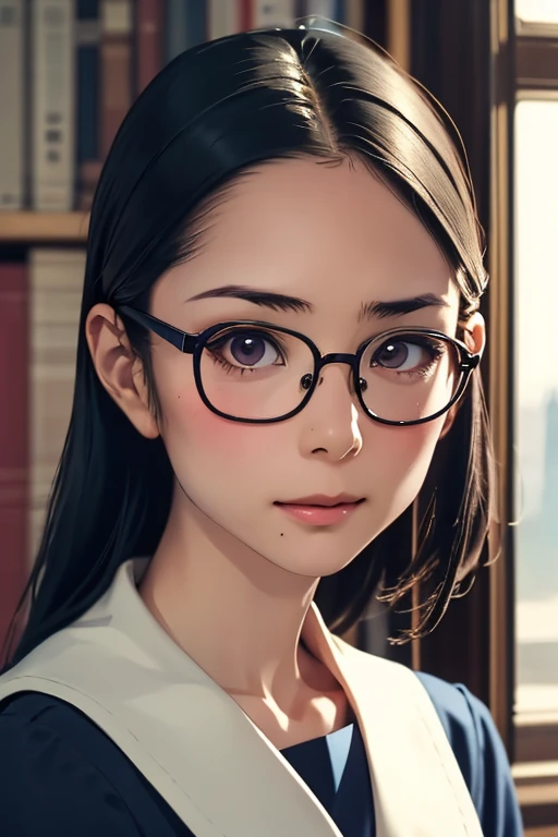 (masterpiece, highest quality), One Girl, Satou, Satou, Glasses, 赤いフレームのGlasses, Sailor suit, Satou, Glasses, 赤いフレームのGlasses,