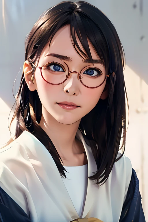 (masterpiece, highest quality), One Girl, Satou, Satou, Glasses, 赤いフレームのGlasses, Sailor suit, Satou, Glasses, 赤いフレームのGlasses,
