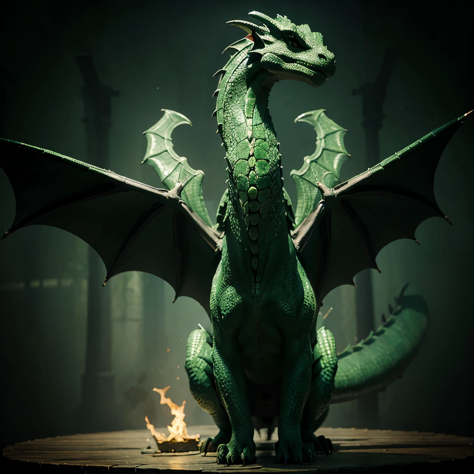 A green mystical dragon