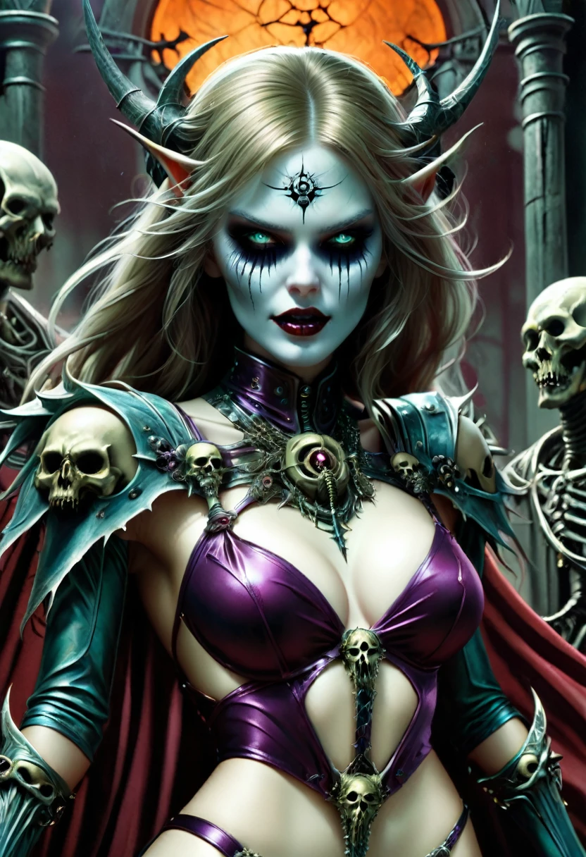 Perfect impure sexy horrific seductive trageic living dead girl, mostly skeletonized