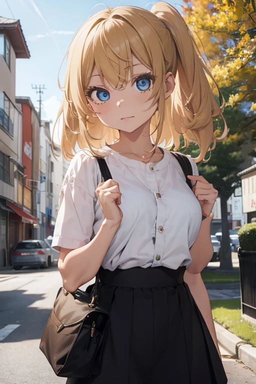 There is a 26-year-old girl holding a cup of coffee in her hand, Nice face girl, Cute natural anime face, He has a nice face - soft -, Sakimi-chan, Chiho, Yoshitomo Nara, Cute young face, Face of a beautiful Japanese girl, Blond hair and big eyes, Cute kawaii girl, Beautiful big, light eyes