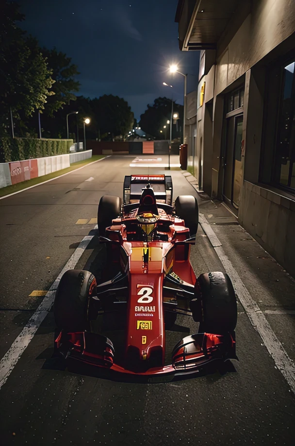 Ferrari f1 car in the moonlight