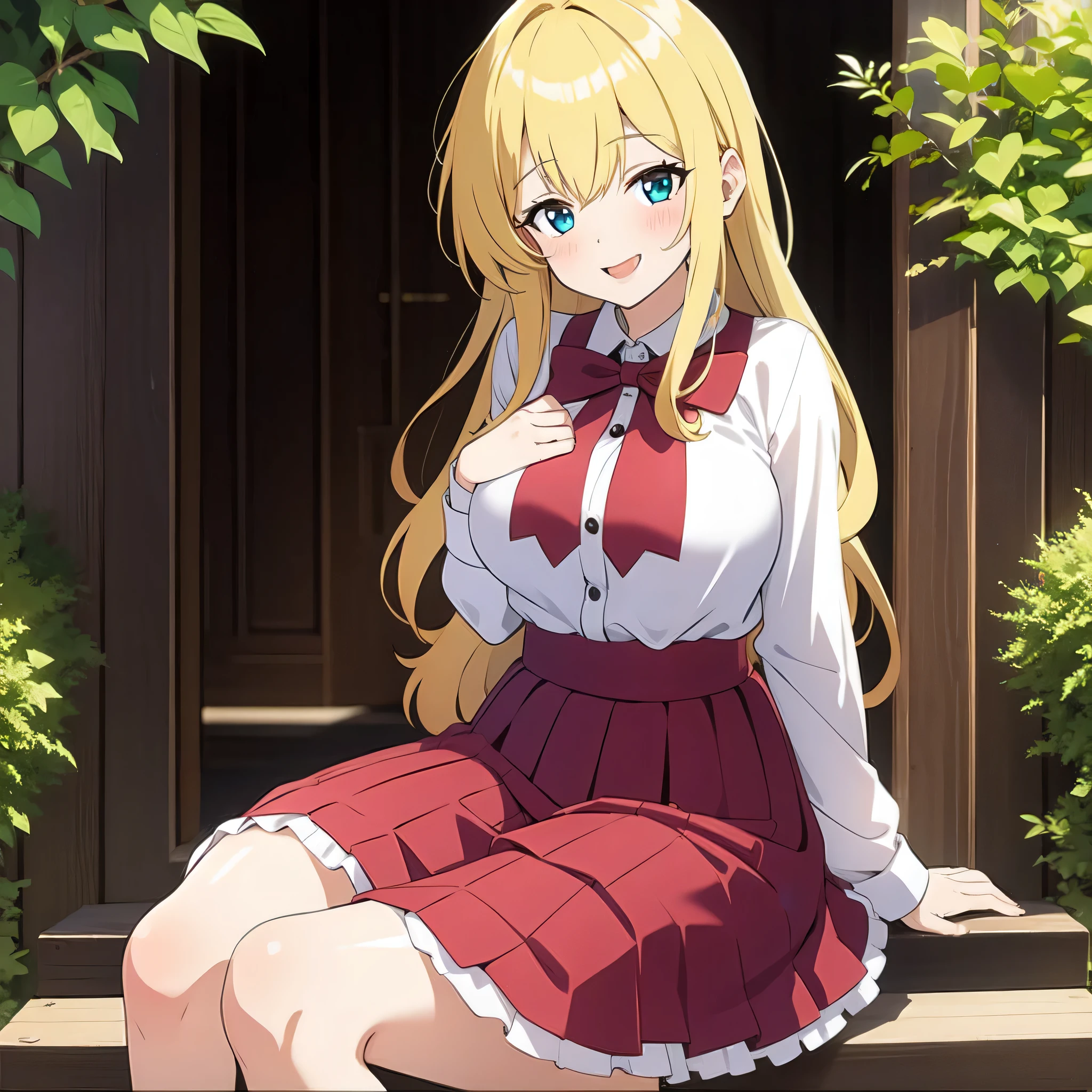 (masterpiece, best quality:1.2), 1girl, solo, clothed, in park, cute smile, blush.