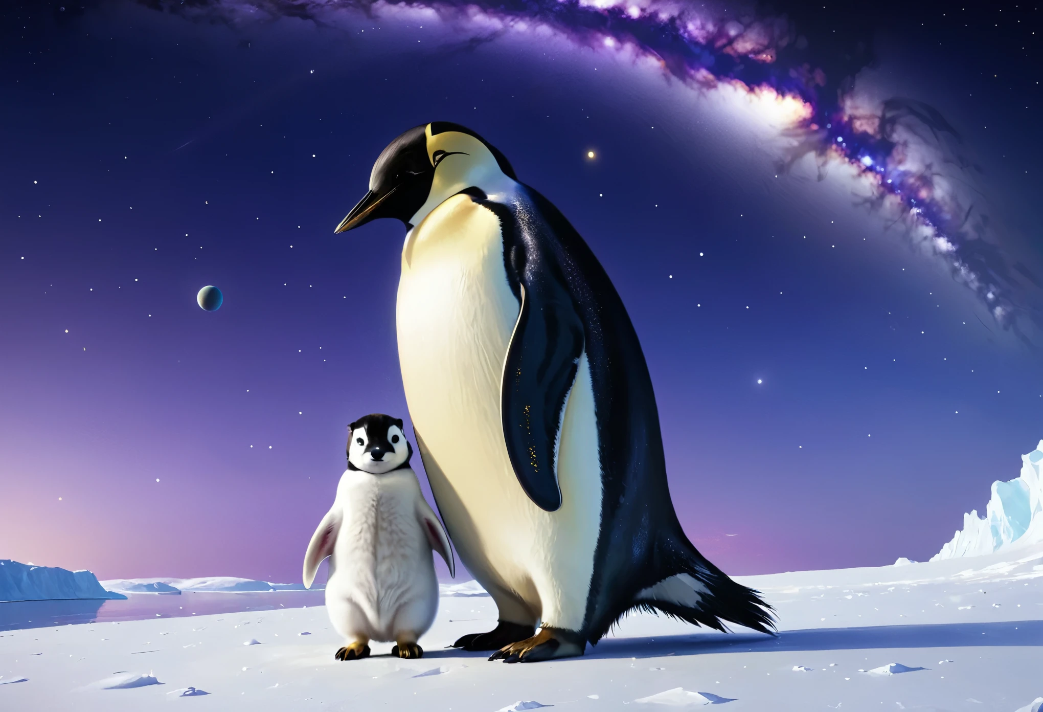 masterpiece highest quality。More planets and stars in the sky、Adding a galaxy。Overall bright。