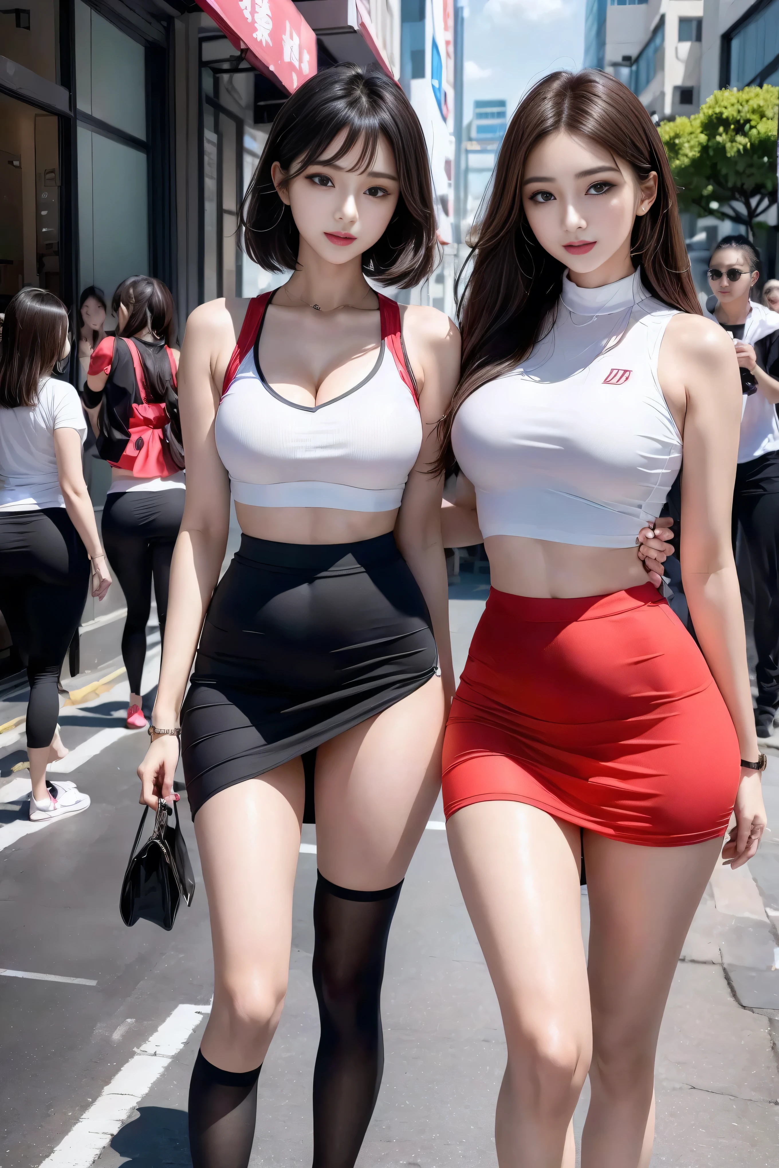 (quality),8K,(masterpiece:1.3),(1 girl:1.3),(In the name of Mina),Beautiful of Korean girl, Korean pop idol,Beauty of woman与完美of身材:1.4,(Vest line,muscular hands:1.2),((Layered Hairstyle, Medium breasts:1.2)), ((View Viewer)),(A brilliant smile:1.3),(Big Ass),Actual,high resolution,Highly detailed face and skin textures,Reality of face,RAW photos,((Pretty face:1.5)),(Beauty of woman:1.4),Perfect body example,,((Very rich facial details)),Attention to detail,Double eyelids,Eyeshadow Enhancement,Eye for detail,Professional lighting,Cinema Light Optics,Sharp focus,((Sporty style)),((Optics, Vibrant colors、Fit of T-shirt,Sporty skirts,((Lively,positive of,Livelyof thighs)),(of:1.3),Ultra-thin sports bar,Sports hip skirt,On the street