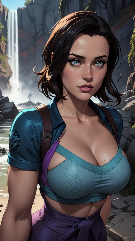 Personagem mulher estilo atompunk Fallout 4 cabelos pretos atriz Ella Purnell com marcas de guerras Imagem de desenho animado de uma mulher .Ilustracaoo estilo desenho animado, estilo de arte dos desenhos animados, estilo de arte dos desenhos animados, digital illustration style, estilo atompunk design de personagens altamente detalhado, arte digital detalhada coragem,actress Ella Purnell with black hair slim body Forest fan art, Design de cabelos pretos personagens de retrato, beautiful digital illustration, retrato de alta qualidade, Arte em quadrinhos, s . Eyelined eyes, medium bust and wonderful sexy clothes. image expression of sexual desire from waist to head illustration atompunk style Fallout 4 The perspective is from below, enfatizando a majestade e o poder da Gigante."atriz Ella Purnell cabelos pretos um close up de uma mulher com um vestido vermelho segurando uma arma, artgerm julie bell beeple, glamorosa Jill Valentine, inspirado em Raymond Swanland, Resident Evil, Artgerm Craig Mullins, Cutesexyrobutts, inspirado em Marek Okon, estilo de Raymond Swanland, Resident Evil inspired, Detailed artgerm style Cartoon style digital illustration GTA style Anime girl in purple outfit posing in front of waterfall, estilo de arte de fantasia, advanced anime digital art, Roupa de Fantasia, 2. arte de fantasia de anime 5 d cgi, estilo anime 3 d realista, digital anime art, arte digital de fantasia 2d, trends on cgstation, advanced anime digital art, character is in his natural pose, linda mulher de anime sedutora, beautiful digital artstyle Cartoon style digital illustration GTA style