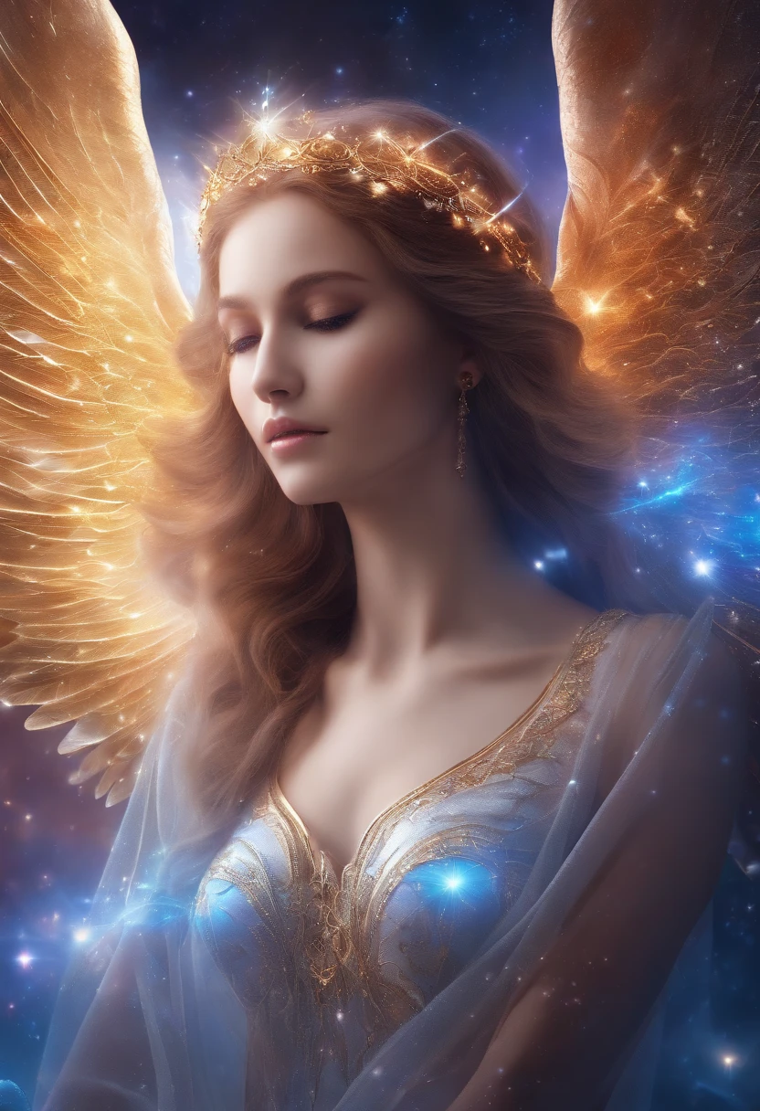 Angel of the universe, god々Shii、 Biomechanical,Very bright color, Particles of light, The light shines, Musif, Wallpaper Art, UHD Wallpaper