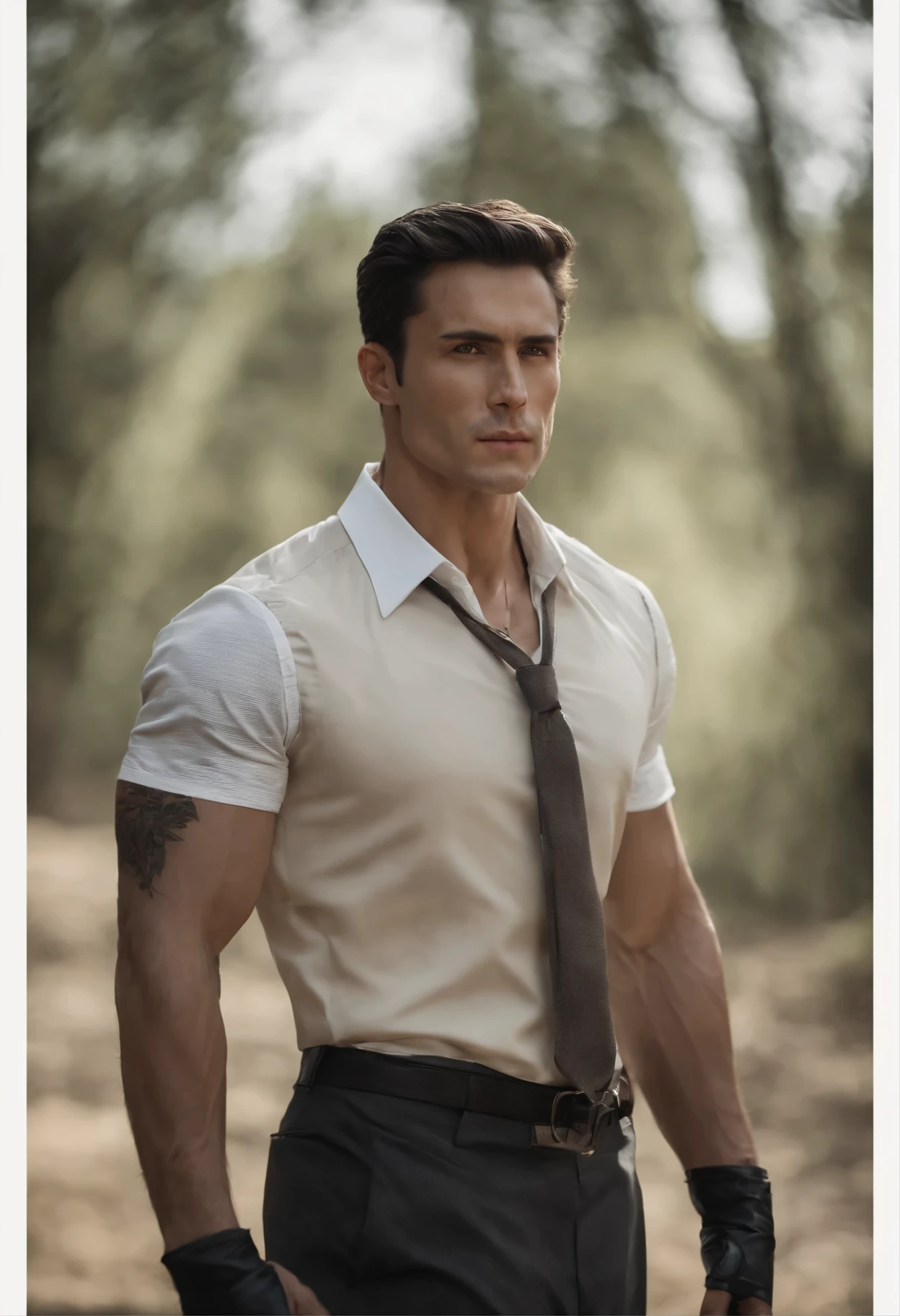 Eloah Kozlov es de origen ruso que mide 2,6 meters tall, thus having a large build with many muscles., He has black hair combed neatly back, es de piel muy blanca casi como si pareciera enfermo, tiene ojos dr color negros con mirada penetrante, cold, como la de una asesino, da mucho miedo. But in general he has very cute and masculine features on his face that every woman would fall in love with., What's more, it could be described as a God. He is around 26 years old but dresses in tailored suits, tiene todos los brazos, cuello, pecho y espalda tatuados