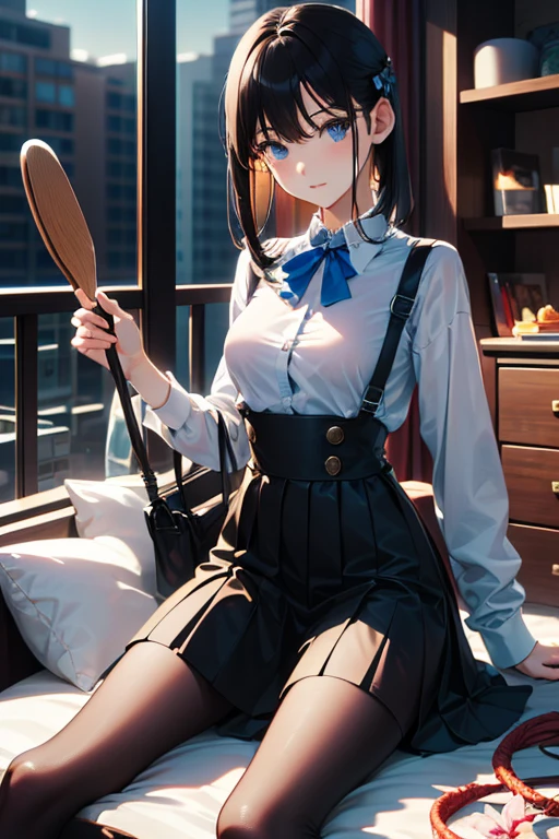masterpiece, highest quality, One Girl, Thighs, beautiful girl, Flowers, Lots of small petals, Small waist, Large Breasts、RAWphotograph,Hands are precise、Face Light, Dynamic Lighting, Ultra-realistic, High resolution, photograph, Sharp focus, Highly detailed eyes and face,Symmetrical face、Lightweight cardigan、White shirt、Tight Skirt、pantyhose、Holding a bat、Batter