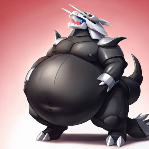 Pokemon aggron, vore, squirming belly, obese bulging belly, gurgle, hands on belly,