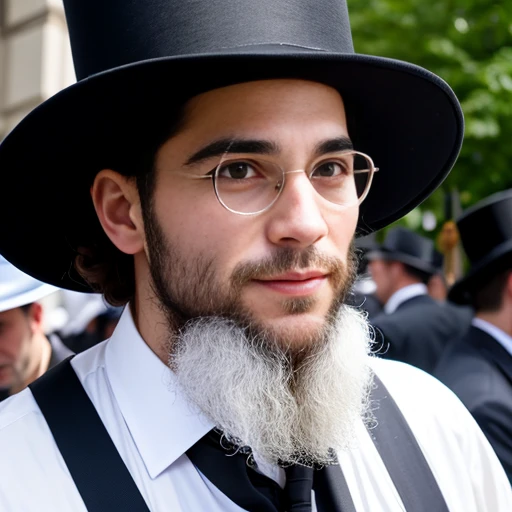 Group a Hasidic man focus on face