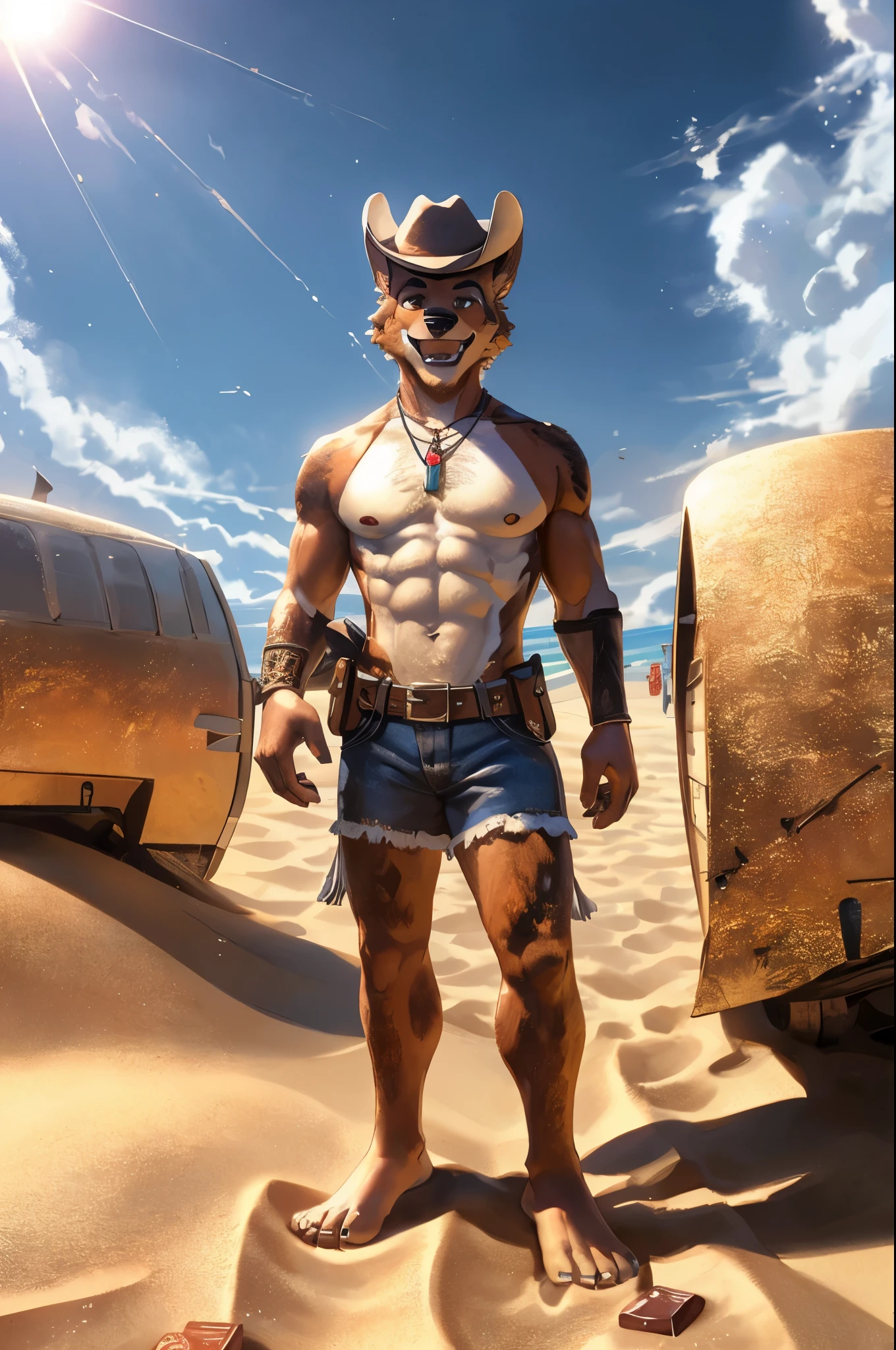 (((Barefoot furry character, full body, cinematic setting, furry male, plantigrade))) 

Dream on, little Broomstick Cowboy
Of rocket ships and Mars
Of sunny days and Willie Mays
And chocolate candy bars
Dream on, little Broomstick Cowboy
Dream while you can
Of big green frogs and puppy dogs
And castles in the sand

BREAK, nice soles, detailed background, 8K, (masterpiece:1.5), intricate details, highly detailed, extreme detail, octane render, fine art, best quality, highres, (detailed face:1.5), ((full_body)), UHD, (((perfect hands))), low light