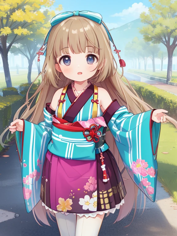 One girl,yorita yoshino,Datsumi's Guide,Long Hair,kimono,Hair Bow,Removable sleeves,
Outdoor,
