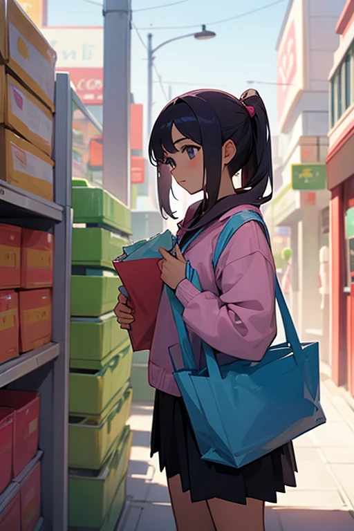 Una chica adolescente de compras