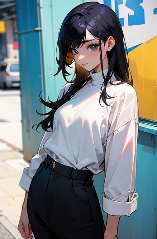 Cool women、sexy、model、Black Hair、I'm trying to put on lipstick、
