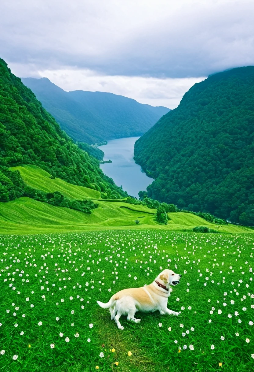 A beautiful place and a dog