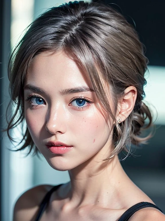 cut ((8k、sharp、masterpiece、highest quality、Realistic like a photo、perfect face、small face、very beautiful face、Fair skin and cute、Fair skin、gray hair、blue eyes、))、 19 years old、short hair、shiny skin, moist skin、Fair skin、Japan's top idols、cool girl、cute face、perfect face、japanese idol、top idol、19 years old:1.3、((Flowing gray hair:1.4、Beautiful blue eyes:1.3、double eyelid、beautiful breasts、thin legs、girl with perfect style、gray hair、very well-groomed face、cute face、))、beautiful breasts、professional lighting、portrait shot、smile at the viewer、blush、((red floral cheongsam dress:1.3、))、((work))、cleavage、((she worksグラビアアイドル.'))、'Fashionable shops、cool girl、She's smiling at me、smile、very cute、19 years old、gray hair:1.3、Popular gravure idols、perfect face、I can see your beautiful legs、((You can see her beautiful butt through the slit of her Chinese dress.))、1 girl、Japanese、19 years old、((red cheongsam dress))、very young and cute、red cheongsam dress