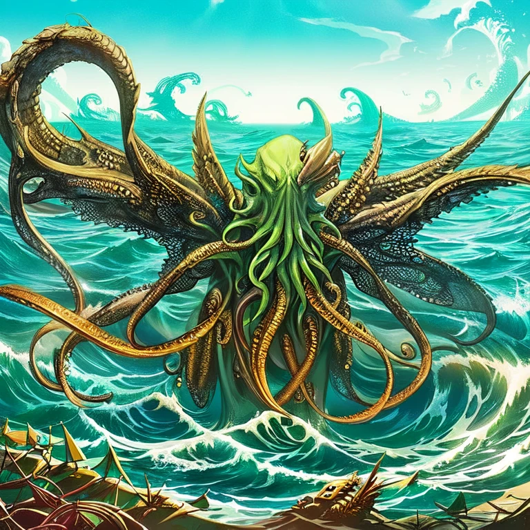 Cthulhu rising from the sea