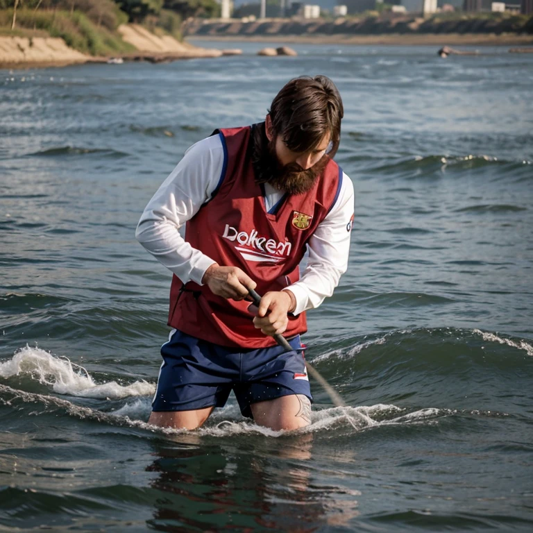Lionel Messi fishing in the Paraná River
