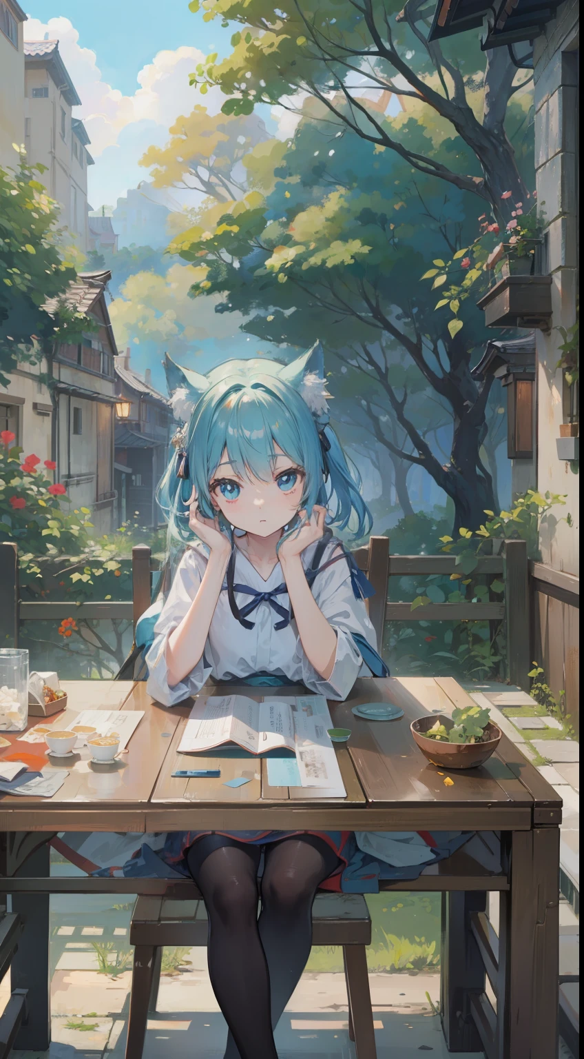 (Tabletop, highest quality: 1.1), Ghibli style, alone, , Weibo, Tinker's Wife (Tabletop), highest quality, Expressive eyes, Perfect Face, Small breasts, thin, ((Wearing a dress and playing the piano)),transparentガラスボトル本体, Glass Girl, transparent, Wavy green hair, Pink and blue eyes, Green leaves of hair, Eyes like shining jewels, Long eyelashes, transparent性, ((Wearing a dress and playing the piano)), (Red Jewel Autumn Costume)), whole body, Standing Pose Reaching Out, thin脚, Perfect hands, Five Fingers, Yun News (Hmph), no_human, (((Cat ear))), Forest land