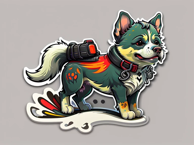 sticker art, vecter art, dog