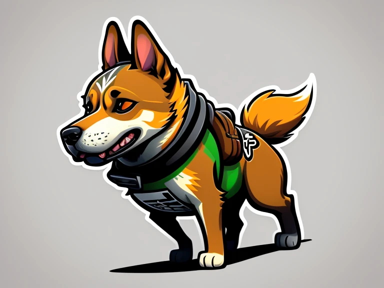 sticker art, vecter art, dog