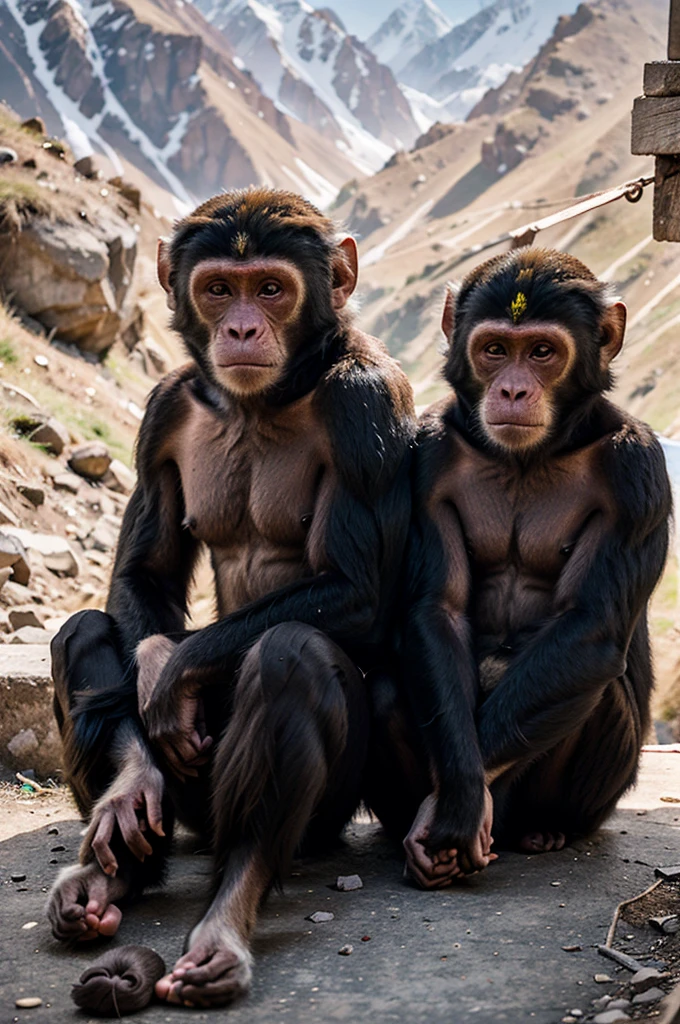 2 Monkeys sittings in Himalayas