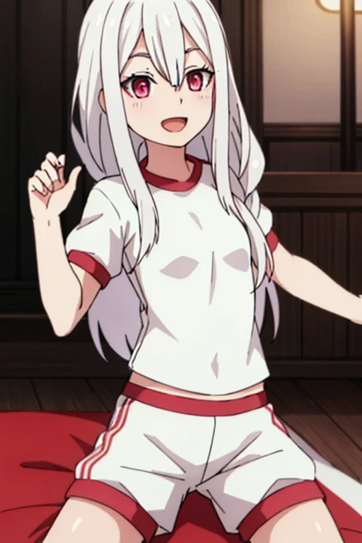 NSFW, Mutsuki, Mutsuki_Blue_Archive, long hair, white hair, playful, smug, sweaty, bright smile, flat breasts, small breasts, nurse outfit, teasing, giggle, upskirt, lifting dress, no panties, cunny, pussy, sticky