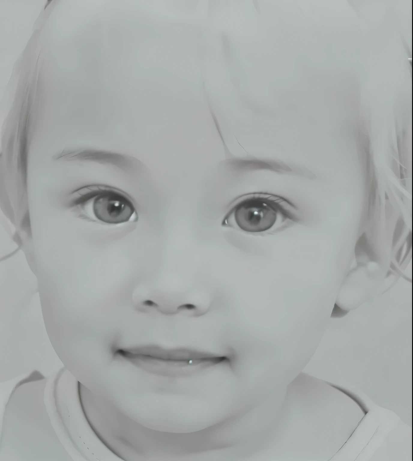 Family photo、Creates plump cheeks。3 year old boy toddler smile、Generate realistic black and white photos、Creates a more beautiful lower lip。realistically generated、To make you smile、A cute smile with nasolabial folds。Generate a lip width smaller than the nose width。