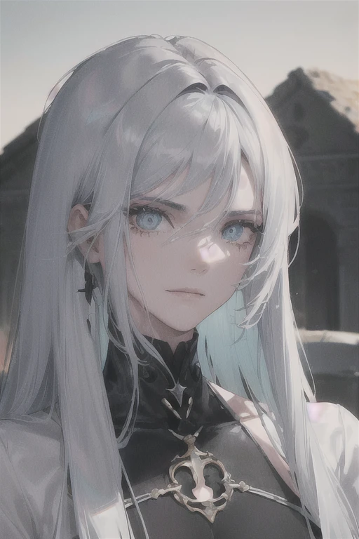 Frozen, misty Forest, ancient being, winter, snow, winter witch pale skin, purple eyes, eyes in the fog, regal appearance, cabin,