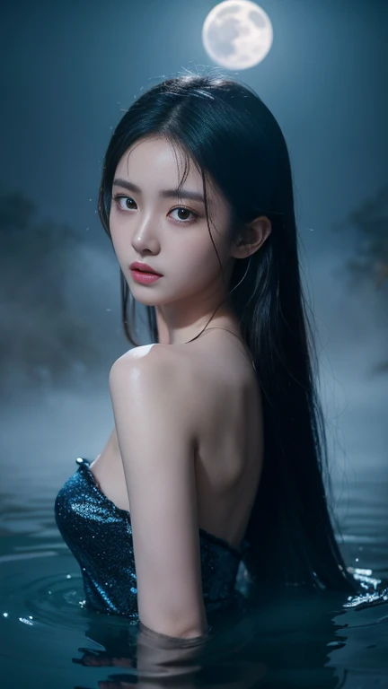 ((gufeng, Bare shoulders)),(masterpiece, best quality:1.2), 1 Girl, Solitary, Deep in Wonderland,The moonlight falls like water,foggy room,The heroine's figure is vaguely visible,Like a fairy in a painting,Slender sexy legs,Very beautiful legs,Exposes a sexy,Large Breasts,美丽而又带着一丝mystery的色彩。Her face is beautiful and delicate,Like a finely carved jade,Showing extraordinary beauty。The eyebrows are so pretty,The waves in my eyes are like twinkling stars,Show the light of perseverance and wisdom。The bridge of the nose is straight,Lip color like cherry,The slightly raised corners of the mouth reveal confidence and calmness。Her face is chiseled,Skin like jade,Reveal healthy glow,like a fairy, She never eats fireworks in this world。Her makeup is light and delicate,No excessive embellishment,But it is enough to show her temperament and charm。Light foundation highlights the translucence of the skin,A light eyebrow pencil outlines her perfect eyebrow shape,Eye makeup is eye shadow and eyeliner,Make her eyes brighter and more energetic。嘴唇涂上grace的口红,Add a touch of charm and sophistication。她的衣服grace别致,Clothes fluttering,As if the wind will blow it up at any time,drifting into the distance。既不失grace,Also showed off her extraordinary skills。Swaying with her movements。Her hair is tied back casually,Secure it with hostas,A few strands of hair flutter gently in the wind,Adds a bit of softness。Her figure is looming in the fairyland,宛如一道Large Breasts美丽的风景线,Attracted everyone's concern。She seems like a fairy in wonderland,Large Breasts美丽、grace、mystery、and full of power。