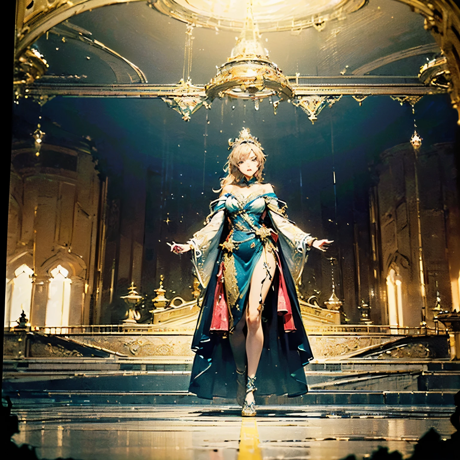 (Spectacular opening scene:2.0), (High-resolution full-body ultra-wide shot:1.8), (Incorporate decorative elements:2.0), (Unity:2.0), (Enrich with decorative details:1.6), (Enrich the atmosphere:1.3), (Fourth Perspective:1.6), (Depth of written boundary:2.0), (Exquisite harmonious fractal decoration:1.2), (palace:1.6), (inconvenient:1.6), (Well-organized dynamic direction:1.4), 
(The Goddess&#39;s Giant Symmetrical Wings), (Very erotic expression), (Expressions of Ecstasy), (Seductive expressions), (Gazing intently at the viewer),
(Pre-Raphaelites), (([Ayami Kojima&#39;s artistic style: :0.3], [ :Rebecca Guay&#39;s artistic style:0.3], [ :Artistic style dirty H.R. Giger:0.6]):1.6), (night), (Modest:1.3), (In the Dark:1.5), (Dark Scene:1.5), 
(Various Textures), (Multiple Layers Depth), (dimension), (complicated), (Detailed environments:1.2), (Clear images at any distance:1.2), Aak, curve, Intertwined, diagonal, perfectionism,