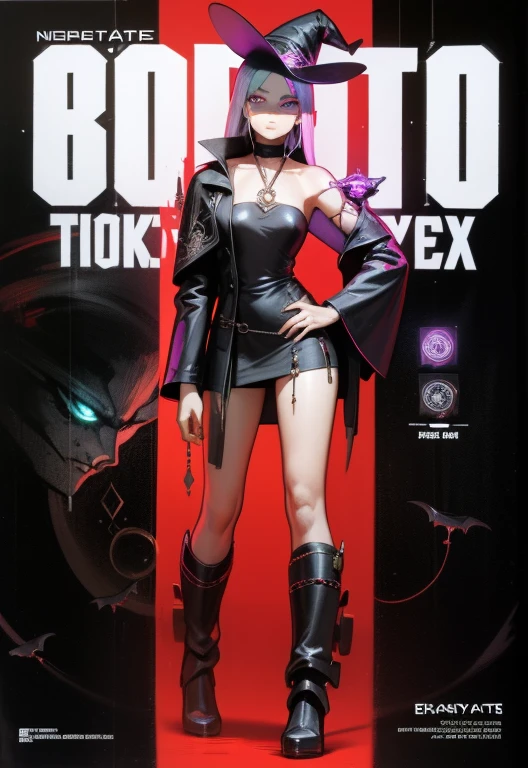 depicts a modern-day witch who has embraced the world of cybernetics to enhance her magical abilities. The artwork should convey the enchanting blend of traditional witchcraft and futuristic technology. Here are some specific elements to include: The Witch's Lair: The setting should be a cozy yet slightly eerie room, filled with magical books, crystal balls, potion ingredients, and antique furnishings. The room should be dimly lit by candles and a soft, mystical glow emanating from her cybernetic enhancements. The Cyborg Witch: The central focus of the artwork is the witch herself. She's a striking figure with a mix of traditional witch attire and cybernetic enhancements. Her clothing should have a witchy, occult aesthetic, with flowing robes, a pointed hat, and an intricate pentagram necklace. Her arms, however, have been upgraded with cybernetic components that incorporate magical symbols and glowing runes. Magical Interface: The witch is in the midst of casting a spell, with a holographic, touch-screen interface floating before her. This interface includes spell incantations, arcane symbols, and digital components, demonstrating her fusion of magic and technology. Spell Ingredients: On a nearby table, there should be a collection of spell ingredients, like herbs, potions, and magical artifacts. Some of these items may have been modified with cybernetic enhancements, blurring the line between the natural and the technological. Familiar: The witch's familiar, perhaps a cat or raven, should be present in the scene, serving as her magical companion. The familiar could also have subtle cybernetic enhancements or glowing eyes. Glowing Runes: The room should be adorned with ancient symbols and glowing runes on the walls and floor, contributing to the magical atmosphere. Aetherial Lighting: Use a combination of mystical, ethereal lighting and cybernetic glows to create a captivating interplay of light and shadow. The contrast between the tradit