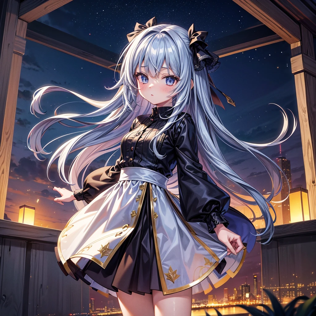 ultra detailed game CG, (High resolution:1.1),(absurderes:1.1), 1girl in, , Solo, Simple Anime, nightcity, Overlooking the night view from a height