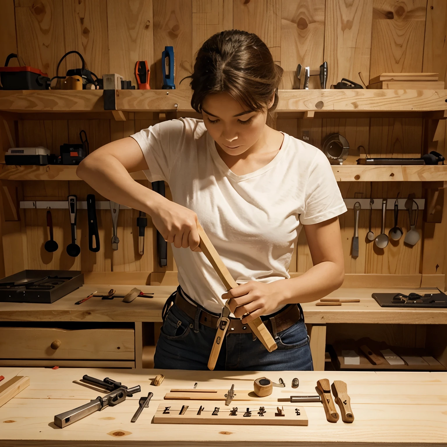 Imagen, dibujo animado, insepto, using carpentry tools